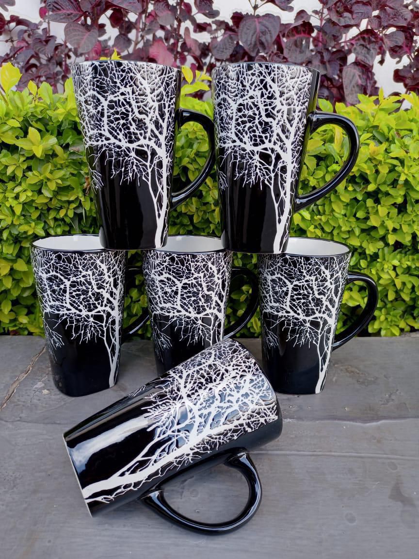  6 Black Tree Mugs