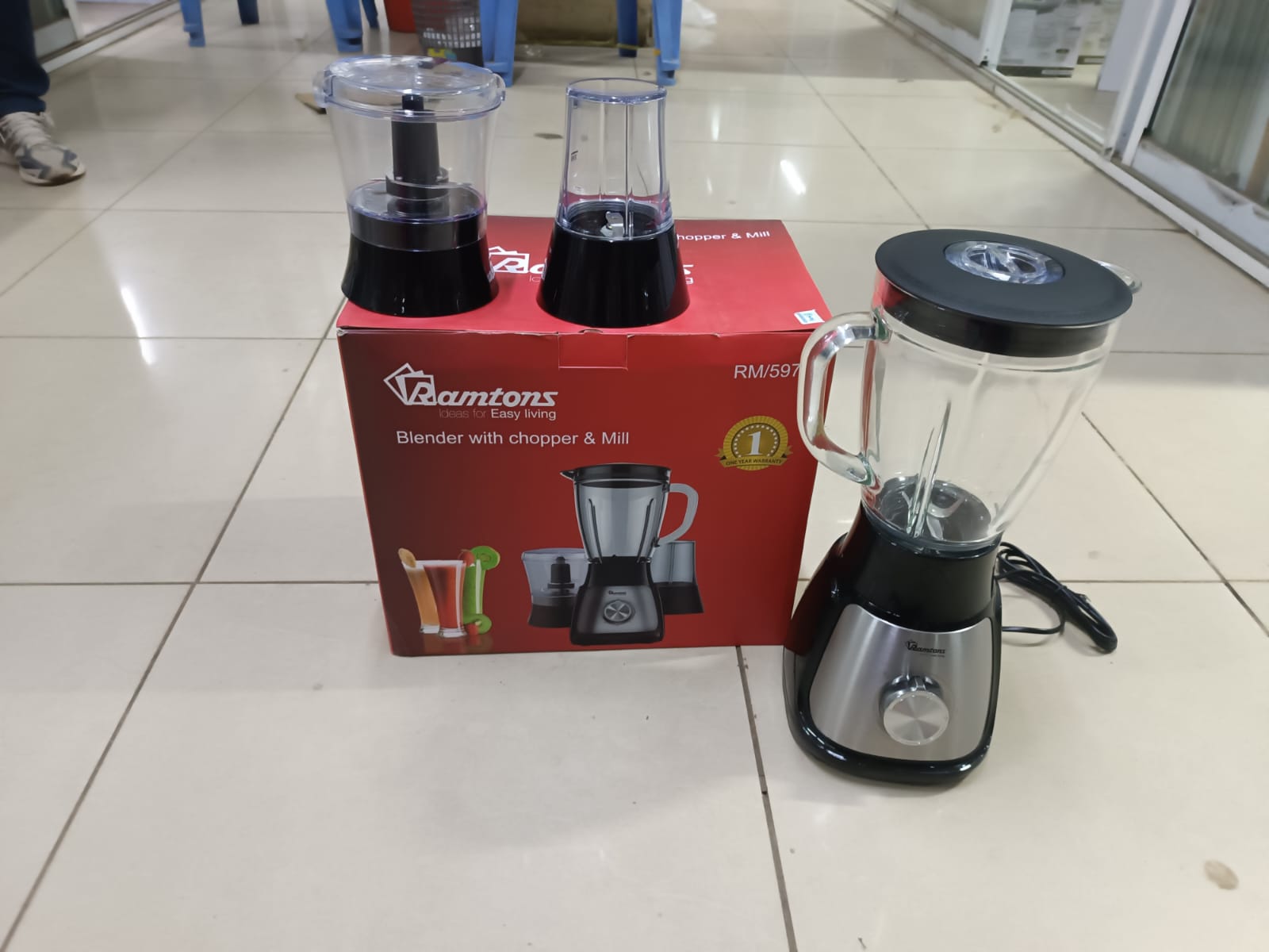 Ramtons 3in1 Blender, Chopper and Grinder Stainless steel body