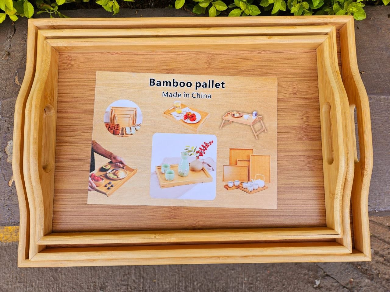 Classic style Bamboo tray 3pcs set