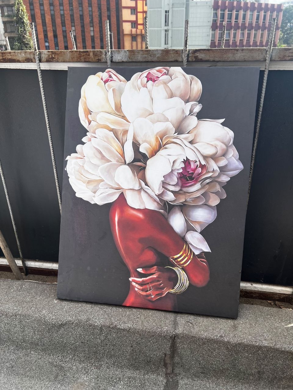 Bold Bloom Surrealist Canvas Wall Art – Expressive Floral Silhouette Statement Piece